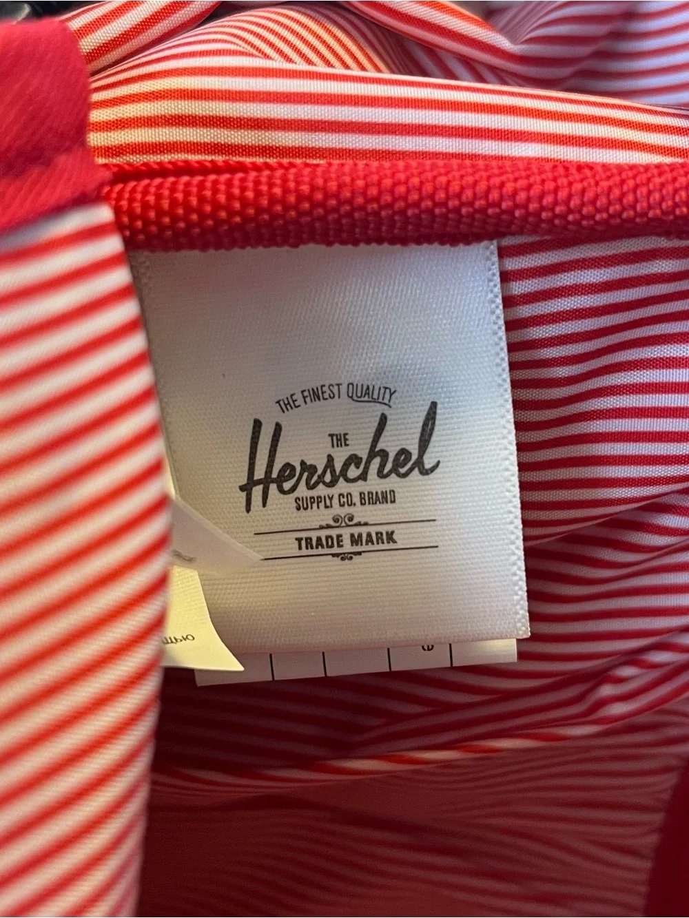 HERSCHEL Supply Co. Classic Backpack Black Red White Stripe Lined Bag Unisex